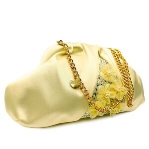 Badgley Mischka Elegant Gold Clutch with Gold Chain
